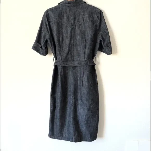 Country Road Womens 10 Button Down Shirt Dress Denim Western Cowgirl Modest $249 - Picture 3 of 8